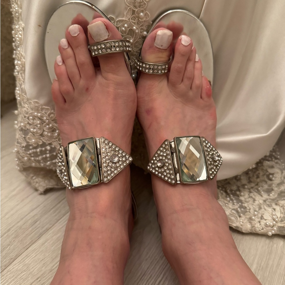 Elegant Silver Embellished Women's Sandals